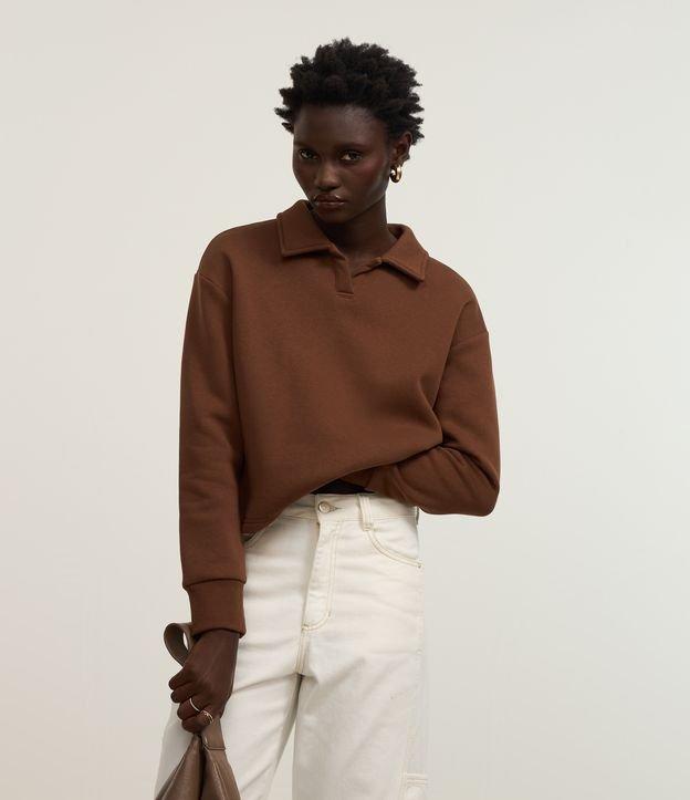 Moletom Slim Quentinho com Forro e Gola Polo - 2