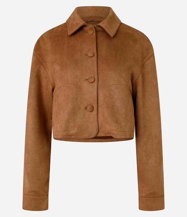 Jaqueta Curta em Suedine com Bolsos Frontais - 1