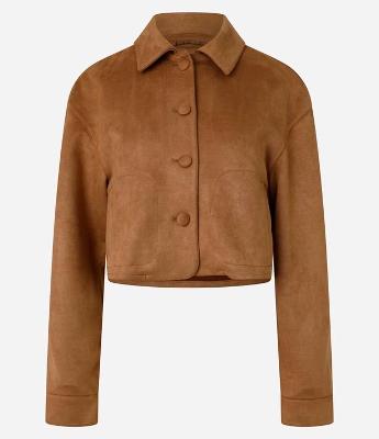 Jaqueta Curta em Suedine com Bolsos Frontais