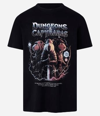 Camiseta Regular em Algodão com Estampa Capivaras RPG
