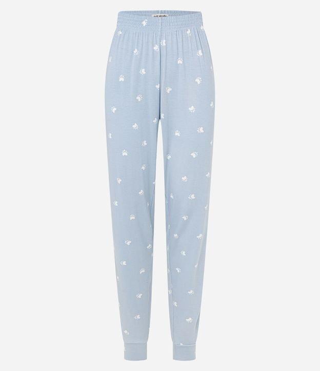 Calça de Pijama em Viscose Estampada de Patinhas - 1