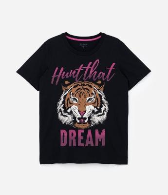 Camiseta em Algodão com Estampa Tigre Curve & Plus Size