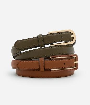 Kit 02 Cintos em PU com Fivelas Diferenciadas