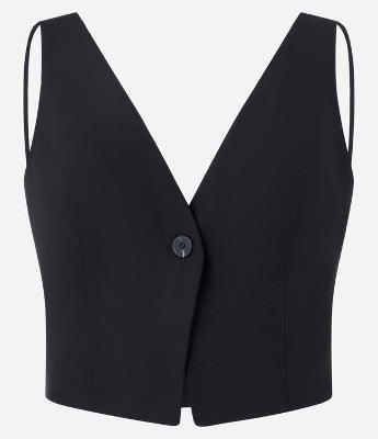 Blusa Alfaiatada Estilo Colete em Crepe com Alças Finas nas Costas