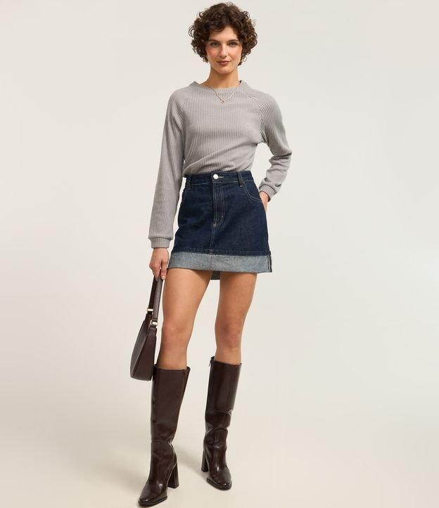 Blusa Slim Canelada Felpuda com Cava Raglan - 2