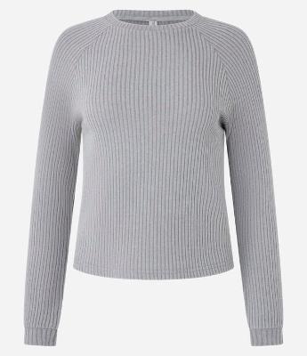 Blusa Slim Canelada Felpuda com Cava Raglan