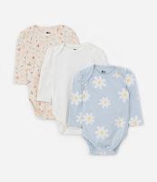 Kit 03 Bodies Infantis com Estampa Floral - Tam RN a 18 meses - 1