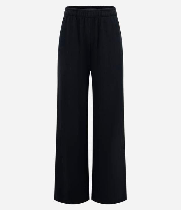 Calça Reta em Moletom com Amarração Interna na Cintura - 1