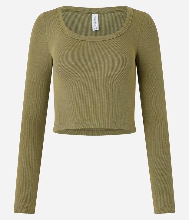 Blusa Canelada em Ribana com Decote Profundo - 1