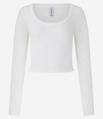 Blusa Canelada em Ribana com Decote Profundo