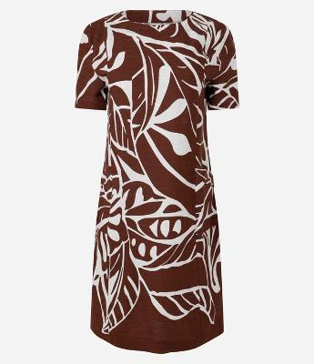 Vestido em Viscolinho com Estampa Folhagem Contrastante