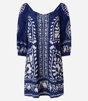 Vestido Curto em Viscose e Linho com Estampa Arabescos - 1