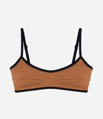 Biquíni Top Camisetinha Texturizado com Viés Contrastante