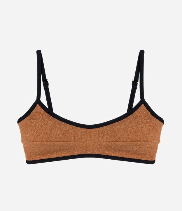 Biquíni Top Camisetinha Texturizado com Viés Contrastante - 1