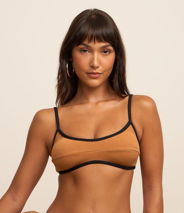 Biquíni Top Camisetinha Texturizado com Viés Contrastante - 2