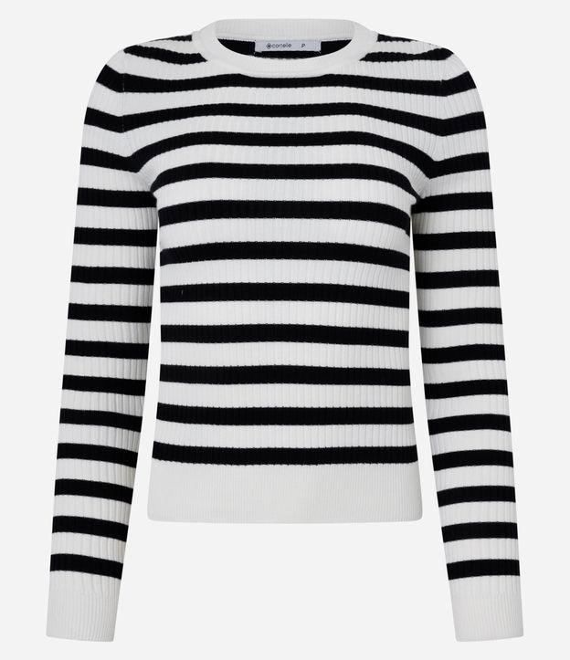 Suéter Listrado em Tricô com Gola Redonda - 2