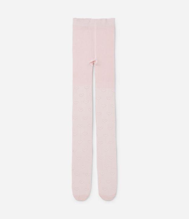 Meia Calça Infantil com Textura de Corações - Tam PP ao G - 1