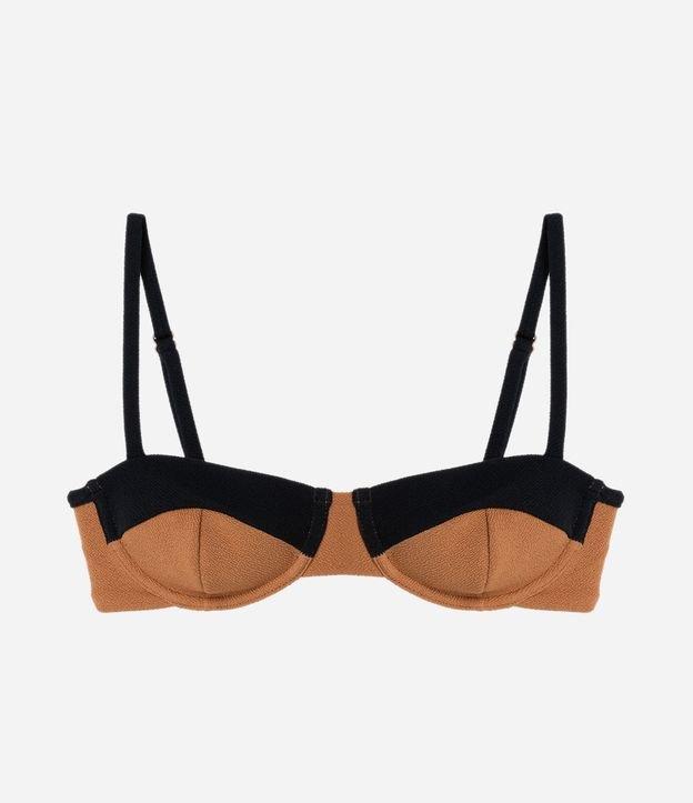Biquíni Top Meia Taça Texturizado com Viés Contrastante - 1