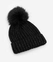 Touca em Tricô com Brilhos e Pompom - 1