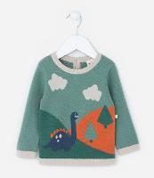 Suéter Infantil em Tricô com Estampa Dino - Tam 0 a 18 meses - 1