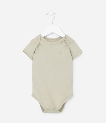 Body Infantil Básico com Bordado Ursinho - Tam RN a 18 meses