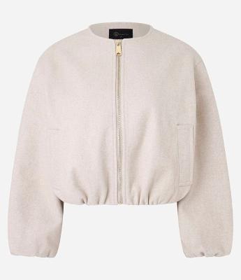 Jaqueta Bomber Balonê em Polyvelour com Bolsos e Zíper