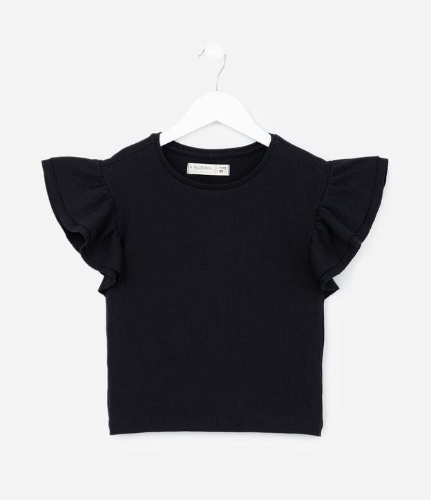 Blusa Canelada com Babados nos Ombros - Tam 5 a 14 anos - 1