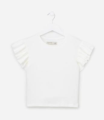 Blusa Canelada com Babados nos Ombros - Tam 5 a 14 anos