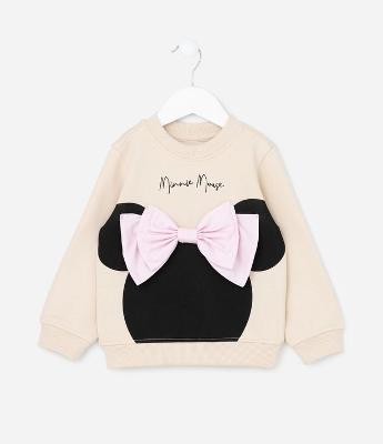 Casaco Infantil com Laço Grande e Estampa Minnie - Tam 2 a 10 Anos