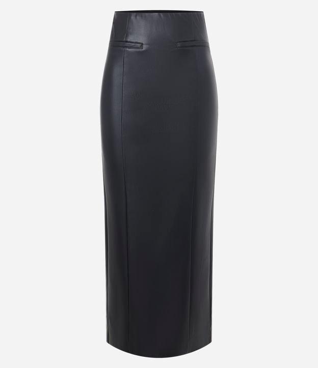 Saia Midi em PU com Fenda Traseira - 1