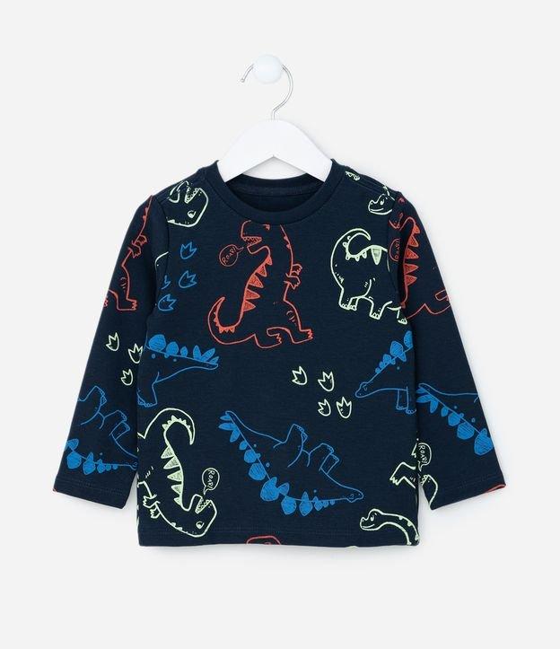 Camiseta Infantil em Suedine com Estampa Dinos - Tam 1 a 6 Anos - 1