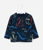 Camiseta Infantil em Suedine com Estampa Dinos - Tam 1 a 6 Anos - 1
