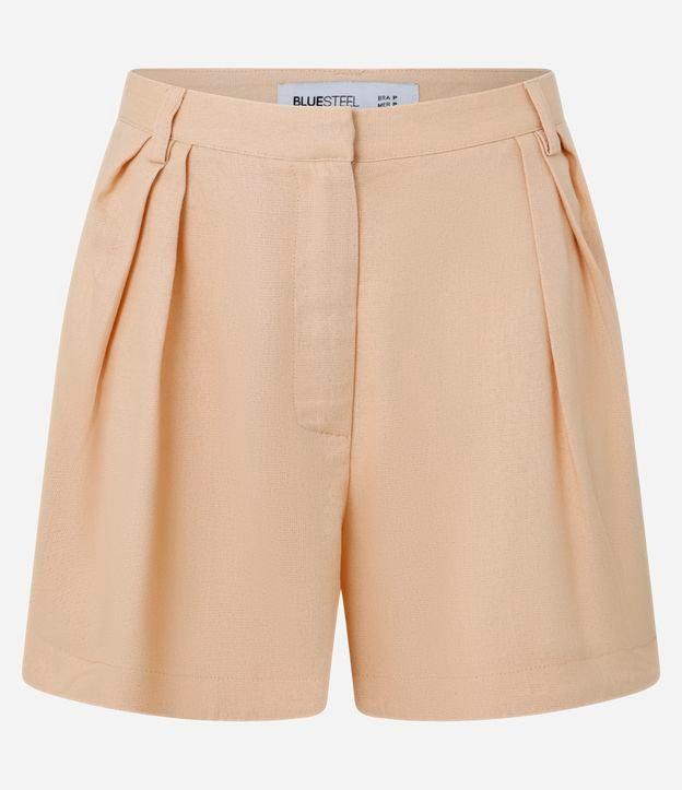 Short Curto em Crepe com Preguinhas Laterais - 1