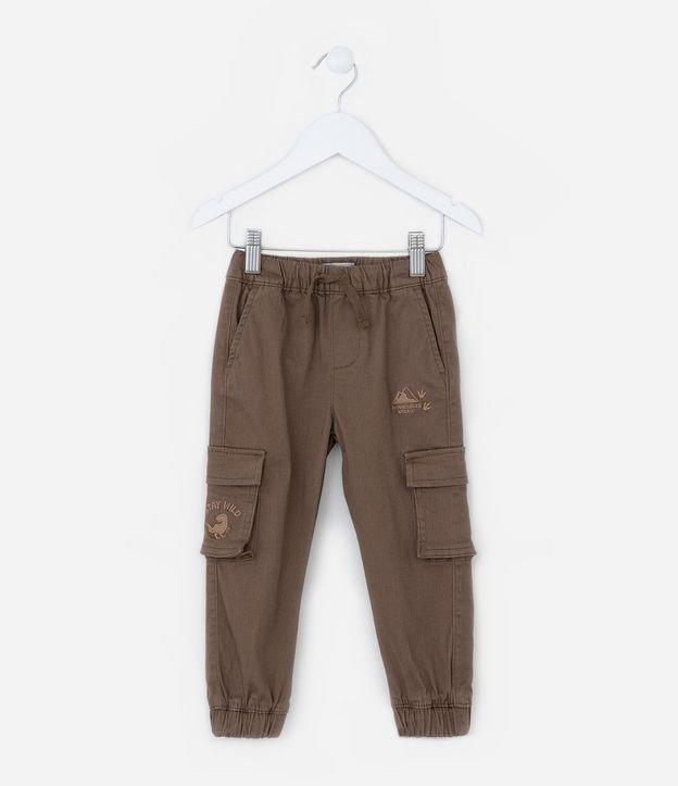 Calça Infantil com Bordado e Bolsos Cargo - Tam 1 a 5 Anos - 1