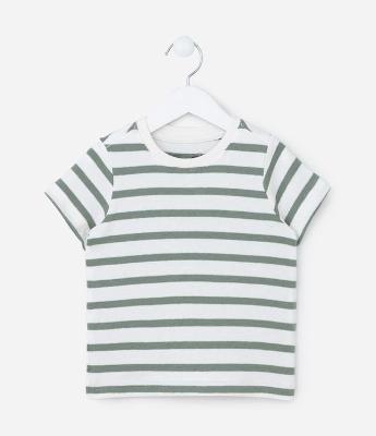 Camiseta Infantil com Estampa Listras a Fio Tinto - Tam 1 a 6 Anos