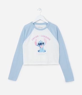 Camiseta Curta Infantil com Estampa do Stitch - Tam 5 a 14 Anos