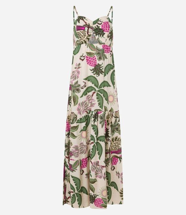 Vestido Godê Longo em Viscolinho com Estampa Abacaxi - 1