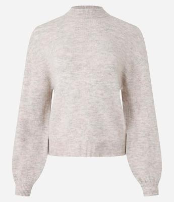 Suéter Curto em Tricô com Gola Alta