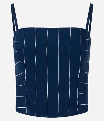 Blusa de Alça em Tricoline Listrada com Lastex