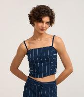 Blusa de Alça em Tricoline Listrada com Lastex - 2