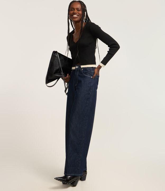 Blusa em Tricô com Botões e Babadinho Contrastante - 2