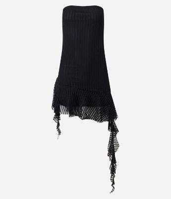 Vestido Curto em Tule Tomara que Caia com Babado na Barra