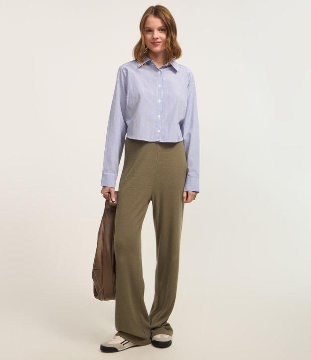 Calça Reta Texturizada com cós Fixo e Malha Quentinha - 2