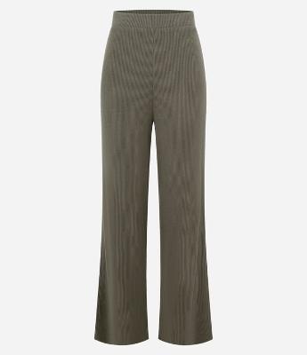 Calça Reta Texturizada com cós Fixo e Malha Quentinha