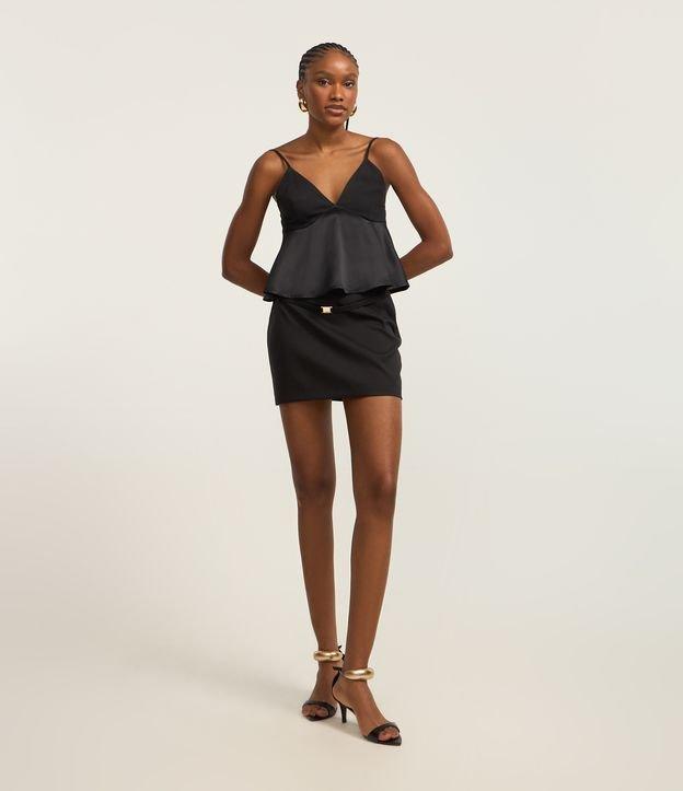 Mini Saia em Alfaiataria com Aviamento na Cintura - 3