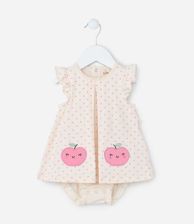 Vestido Body Infantil com Bordado Maçãzinha - Tam 0 a 18 meses - 1