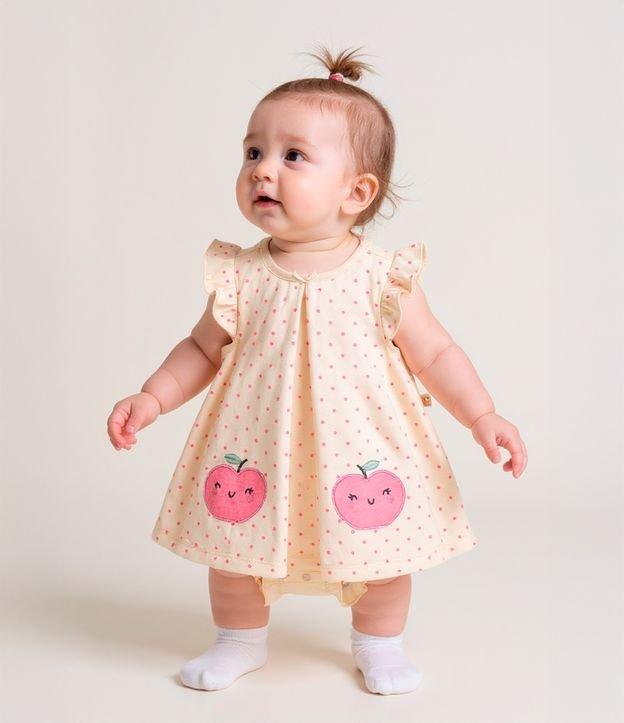 Vestido Body Infantil com Bordado Maçãzinha - Tam 0 a 18 meses - 2
