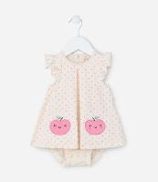 Vestido Body Infantil com Bordado Maçãzinha - Tam 0 a 18 meses - 1