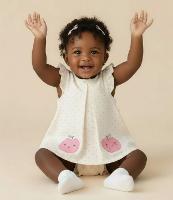 Vestido Body Infantil com Bordado Maçãzinha - Tam 0 a 18 meses - 3