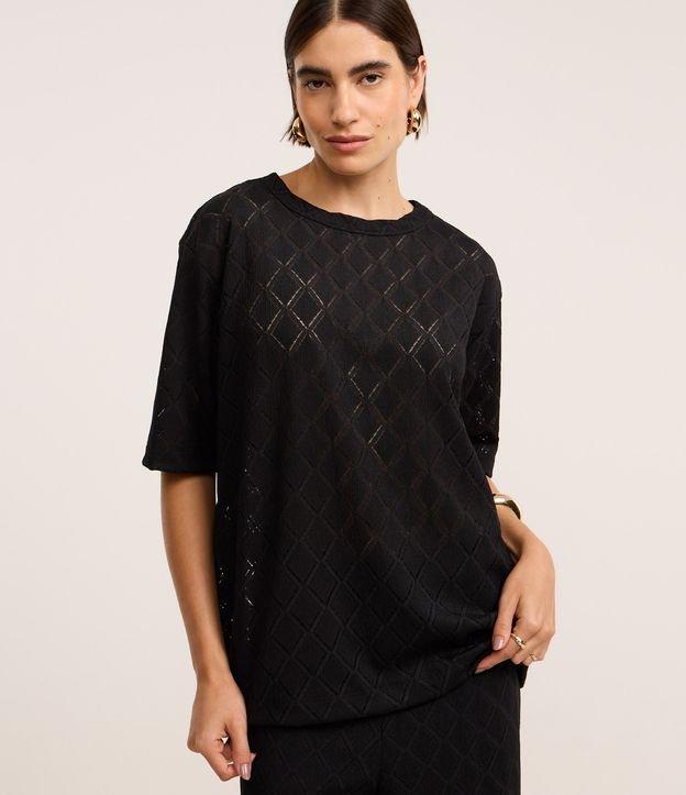 Blusa Alongada com Textura em Losangos - 2